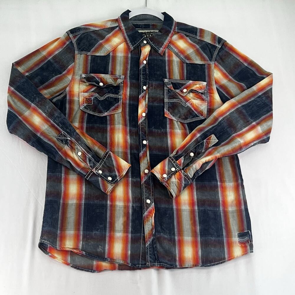 BKE Vintage Men's Pearl Snap Plaid Button Down Shirt Size Medium